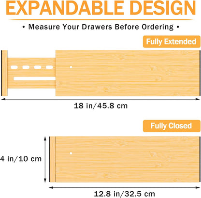 Bamboo Drawer Dividers, 4" High Drawer Organizers for Clothes/Utensils