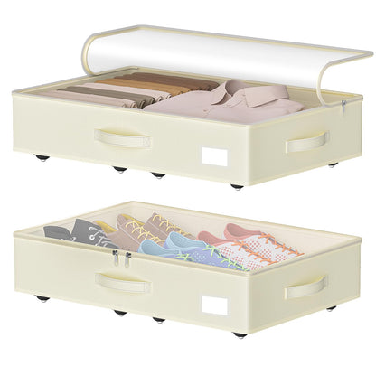 EE-RoomWorld Under Bed Storage with Wheels, 12 inches height，Beige