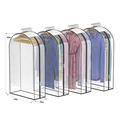 Clear Garment Bags for Hanging Clothes, 4-Pack, 2x40"+2x50"