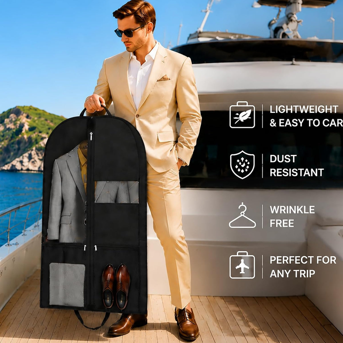 Premium Suit Bag for Travel, Wardrobe Garment Bag with Shoe Compartment