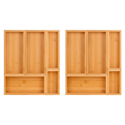 bamboo drawer organizer Set,expandable drawer dividers,wooden storage organizers,drawer organizers for kitchen, bathroom,flatware,Tea Bag Organizer (1 X 5PCS Natural)