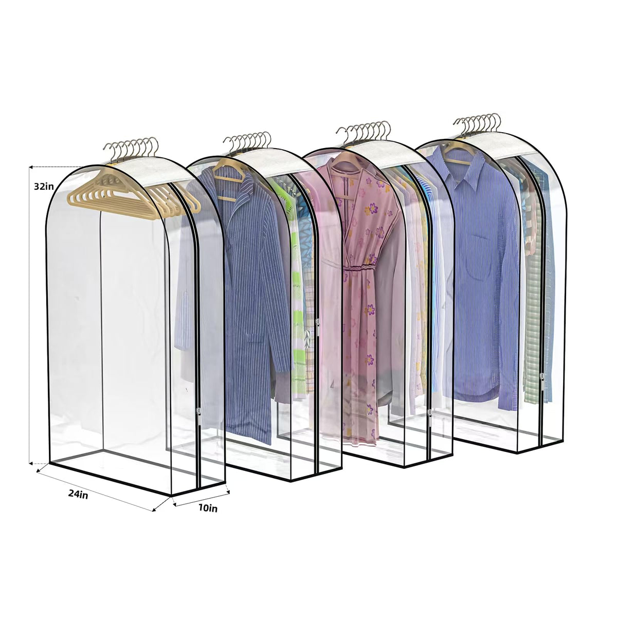 Clear Garment Bags for Hanging Clothes, 4-Pack, 2x40"+2x50"