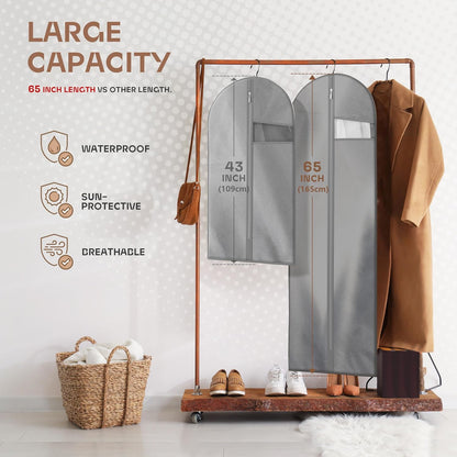 Lazebox Garment Bags for Travel and Closet Storage with Zipper, 65'' Long Dress Bag for Gowns Long