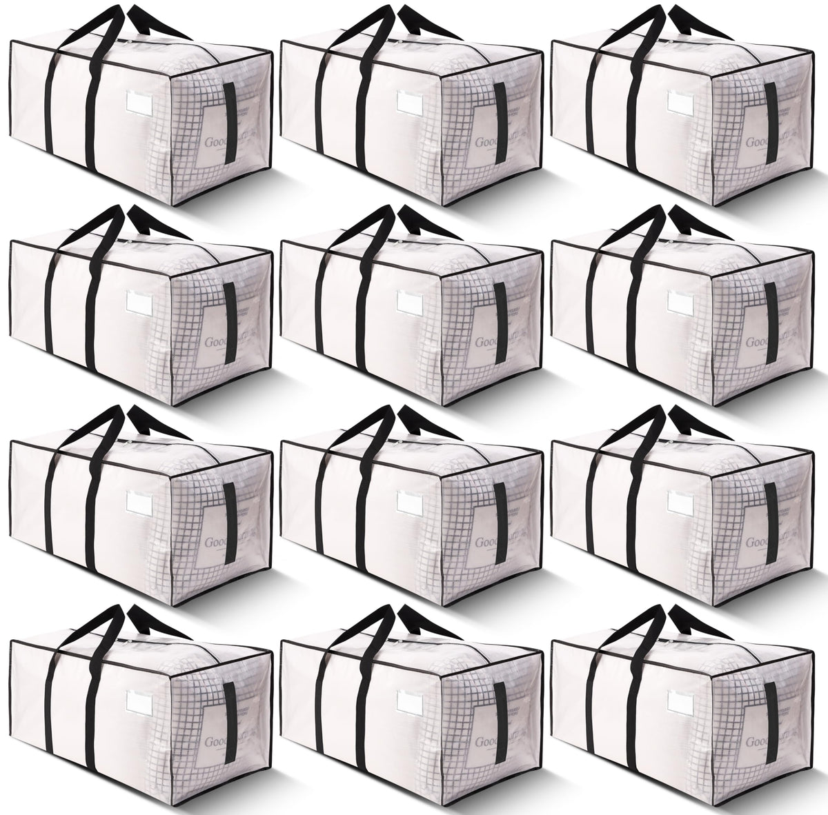 HOMESURE Supports 200lbs Heavy Duty Moving Bags - Strong Zipper & Wrap-Around Handles - Water-Resistant Storage Totes, Durable Alternative to Moving Boxes - 8 Pack - Semi-Transparent