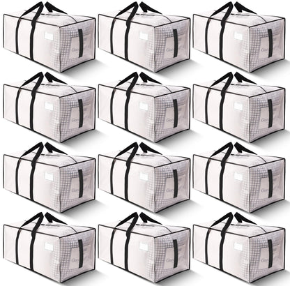 HOMESURE Supports 200lbs Heavy Duty Moving Bags - Strong Zipper & Wrap-Around Handles - Water-Resistant Storage Totes, Durable Alternative to Moving Boxes - 8 Pack - Semi-Transparent