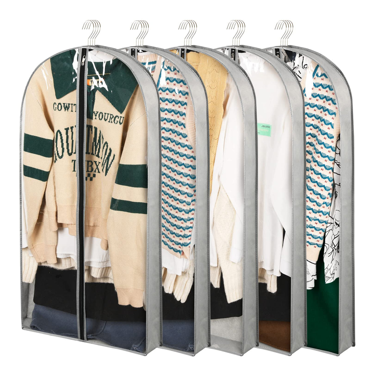 3 Pack 60" Long Garment Bags for Hanging Clothes Storage