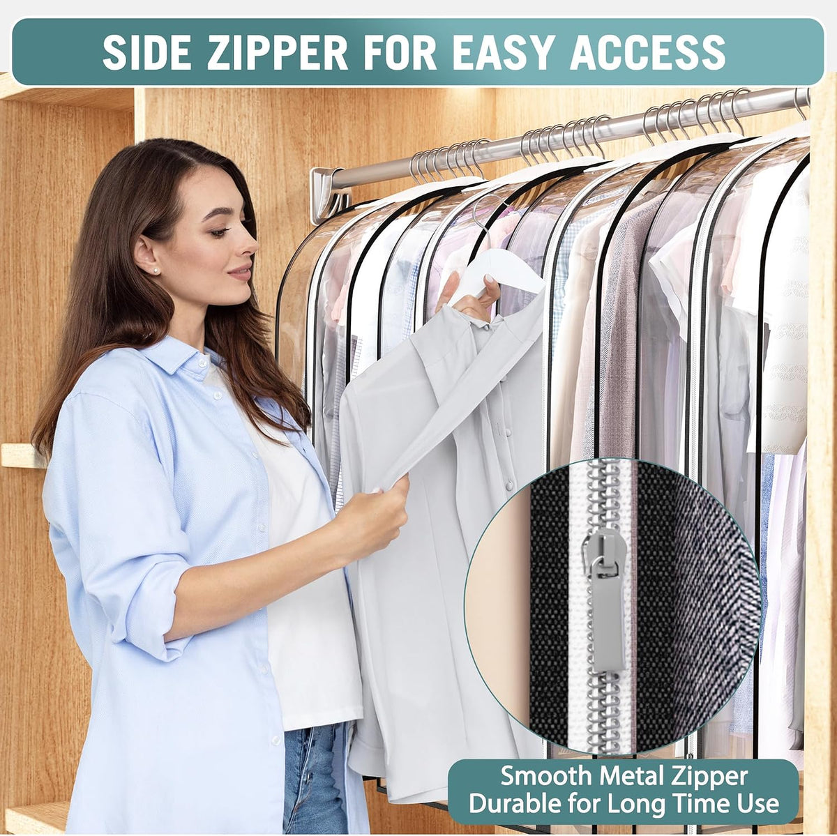 Liuoud Clear Garment Bags for Hanging Clothes 10” Gusseted, 6 Pack, 40”