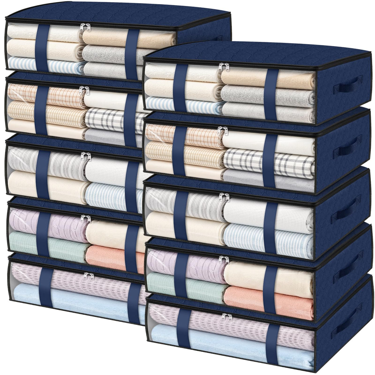 3 Pack Storage Bags, 40L Clothes Storage Containers, Foldable Storage Bins