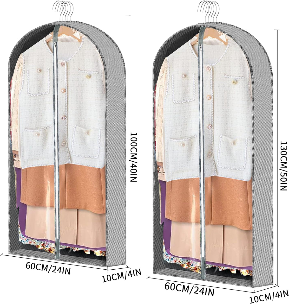 3 Pcs Garment Bags,40" & 50" PVEA Breathable Dust Cover,Dress Bag