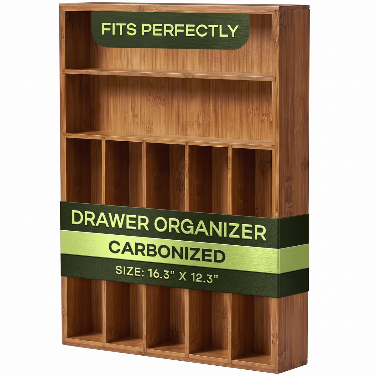 ROYAL CRAFT WOOD Luxury Bamboo Kitchen Drawer Organizer for Kitchen Organization - Silverware Organizer, Utensil Holder & Cutlery Tray Drawer Dividers for Flatware Silverware Storage, 9 Slot, Natural