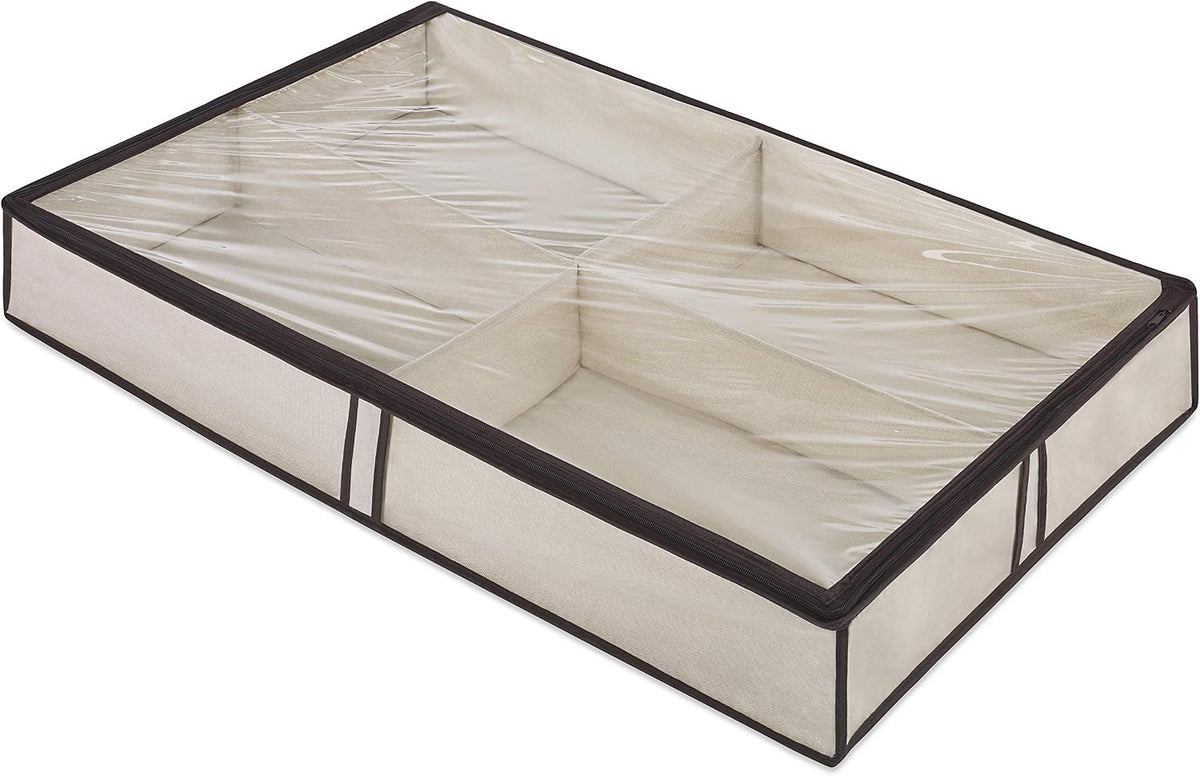 Whitmor Underbed Boot Storage Bag, 4 Sections, 23" x 37", Gray 2 Pack