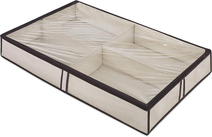 Whitmor Underbed Boot Storage Bag, 4 Sections, 23" x 37", Gray 2 Pack