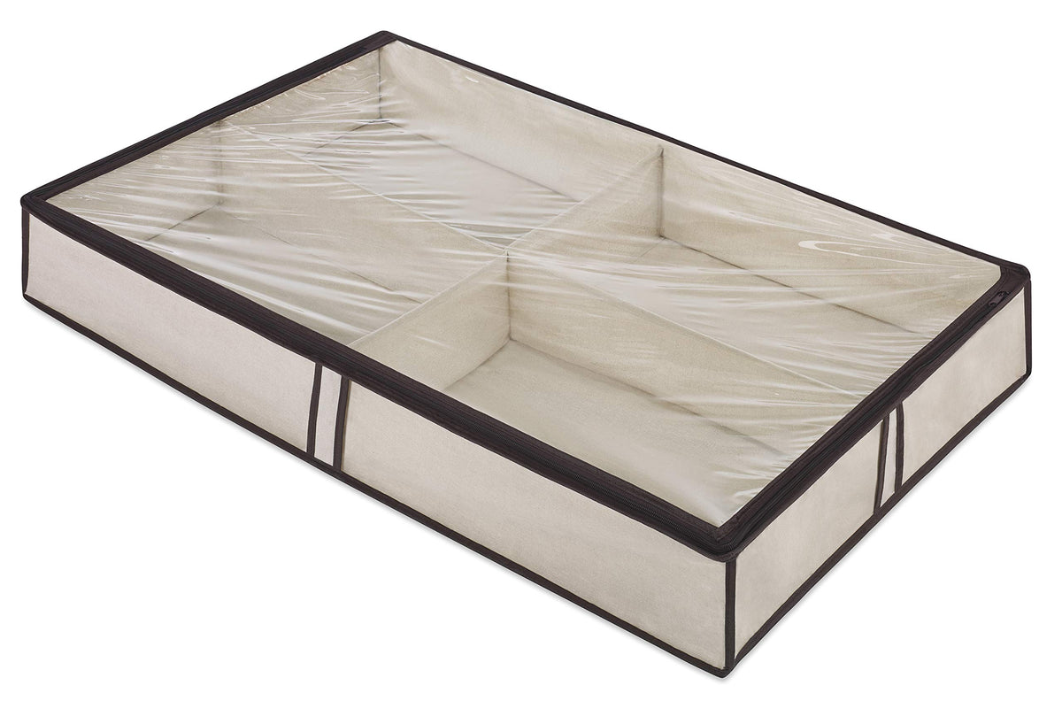 Whitmor Underbed Boot Storage Bag, 4 Sections, 23" x 37", Gray 2 Pack
