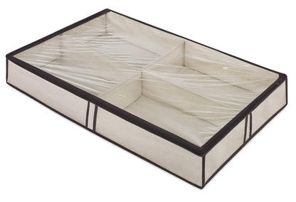 Whitmor Underbed Boot Storage Bag, 4 Sections, 23" x 37", Gray 2 Pack