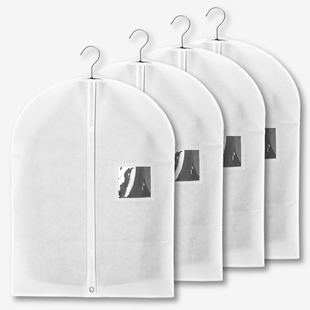2-Pack Breathable Garment Bags for Hanging Clothes – Dust-Proof Suit & Dress Covers with Clear Window – Waterproof, Foldable Closet Storage Organizer for Coats, Gowns, and Jackets (White, 40")