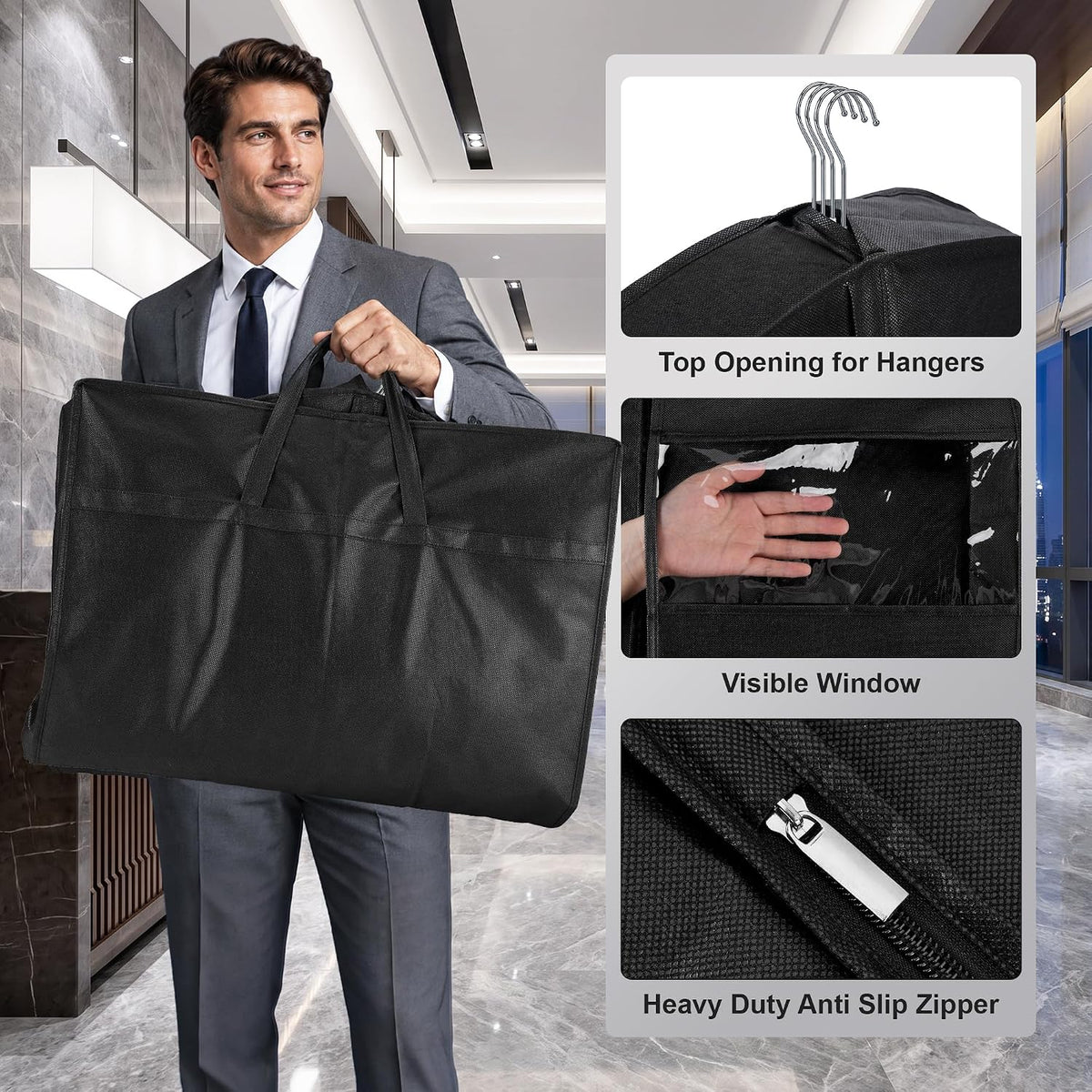 Lzerking 43" Suit Bags with Shoe Storage for Closet Storage and Travel