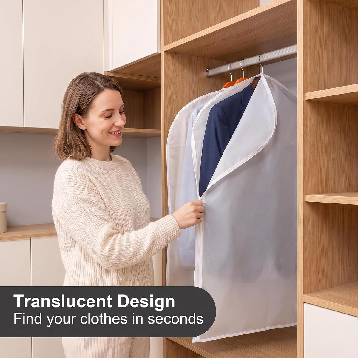 40" Garment Bags for Hanging Clothes, 6 Pack