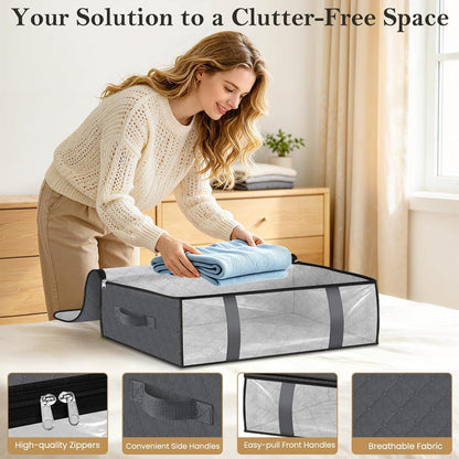 3 Pack Storage Bags, 40L Clothes Storage Containers, Foldable Storage Bins