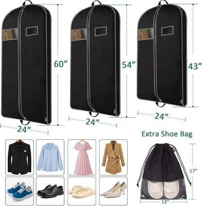 BALEINE 1PK Garment Bags for Hanging Clothes, 43" Suit Bag for Travel