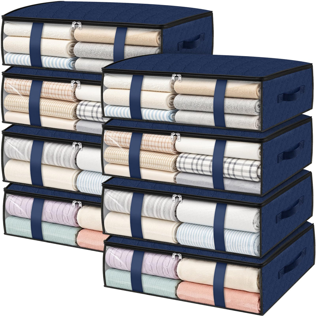 3 Pack Storage Bags, 40L Clothes Storage Containers, Foldable Storage Bins