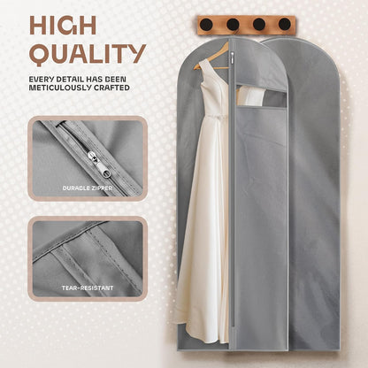 Lazebox Garment Bags for Travel and Closet Storage with Zipper, 65'' Long Dress Bag for Gowns Long