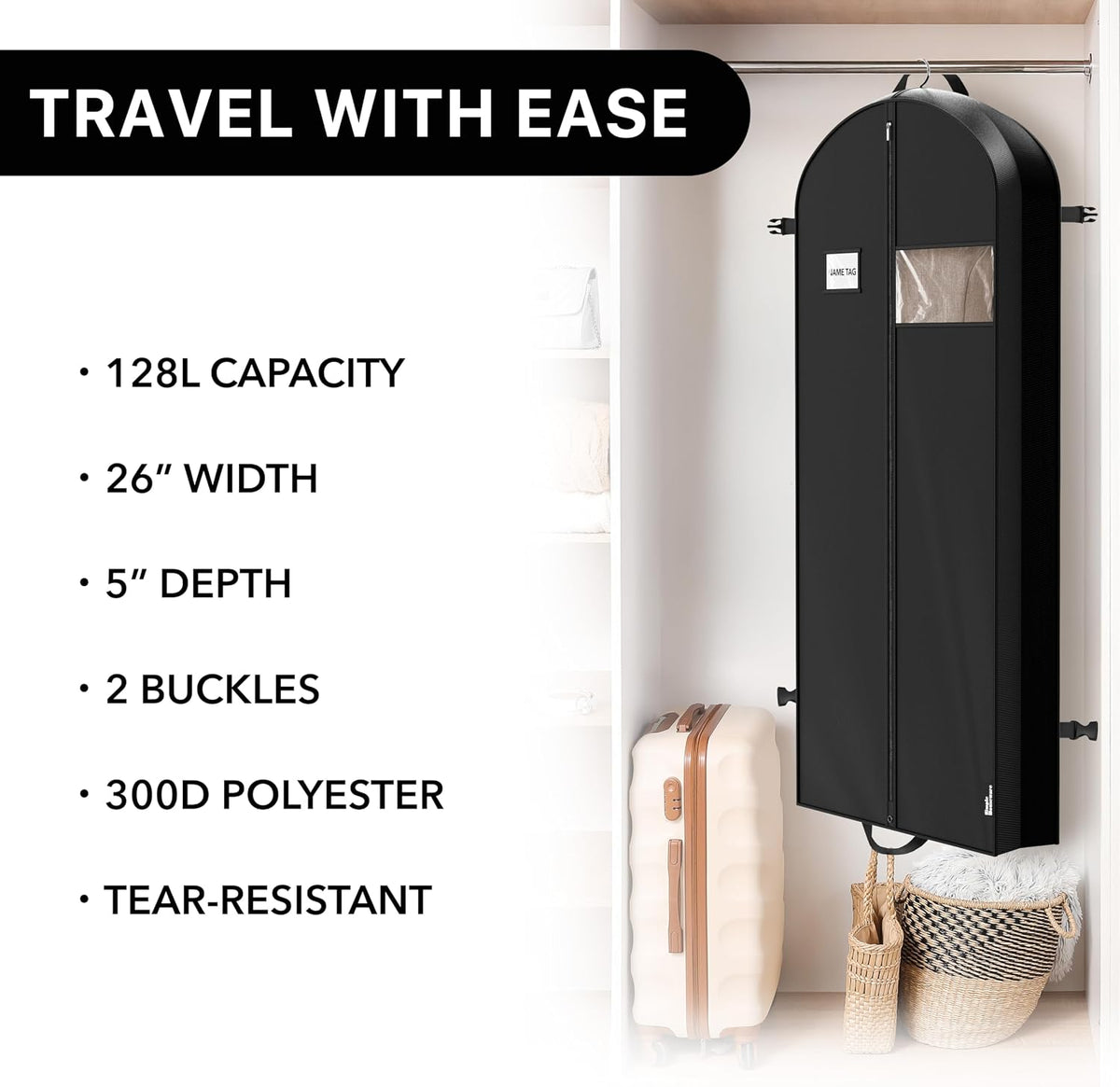 Simple Houseware 60" Travel Garment Bag, Heavy Duty Suit Bag