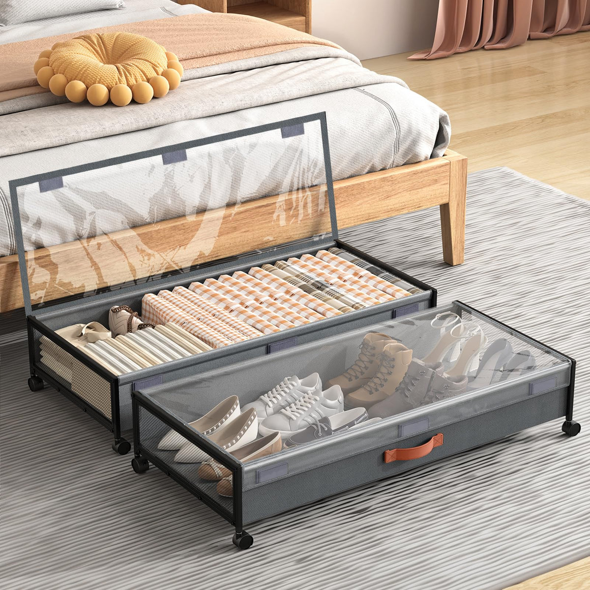 Eastherry Under Bed Storage with Wheels, 2 Pack 36" Extra Long Container