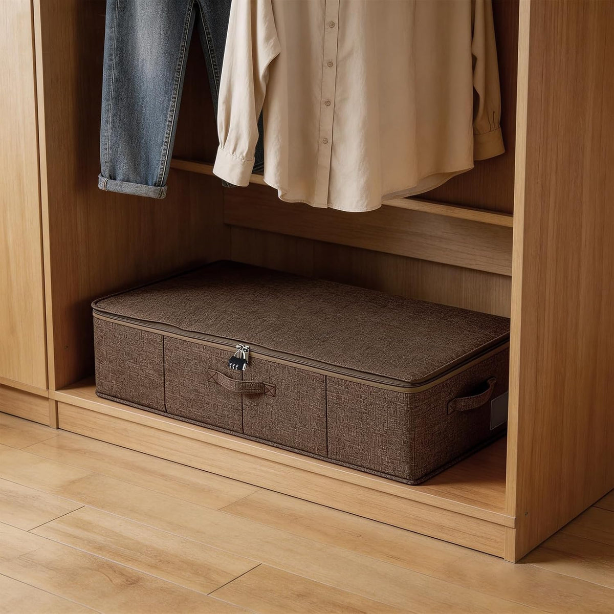 Large Lockable Toy Storage Box, Under Bed Discreet Toy Storage, Brown
