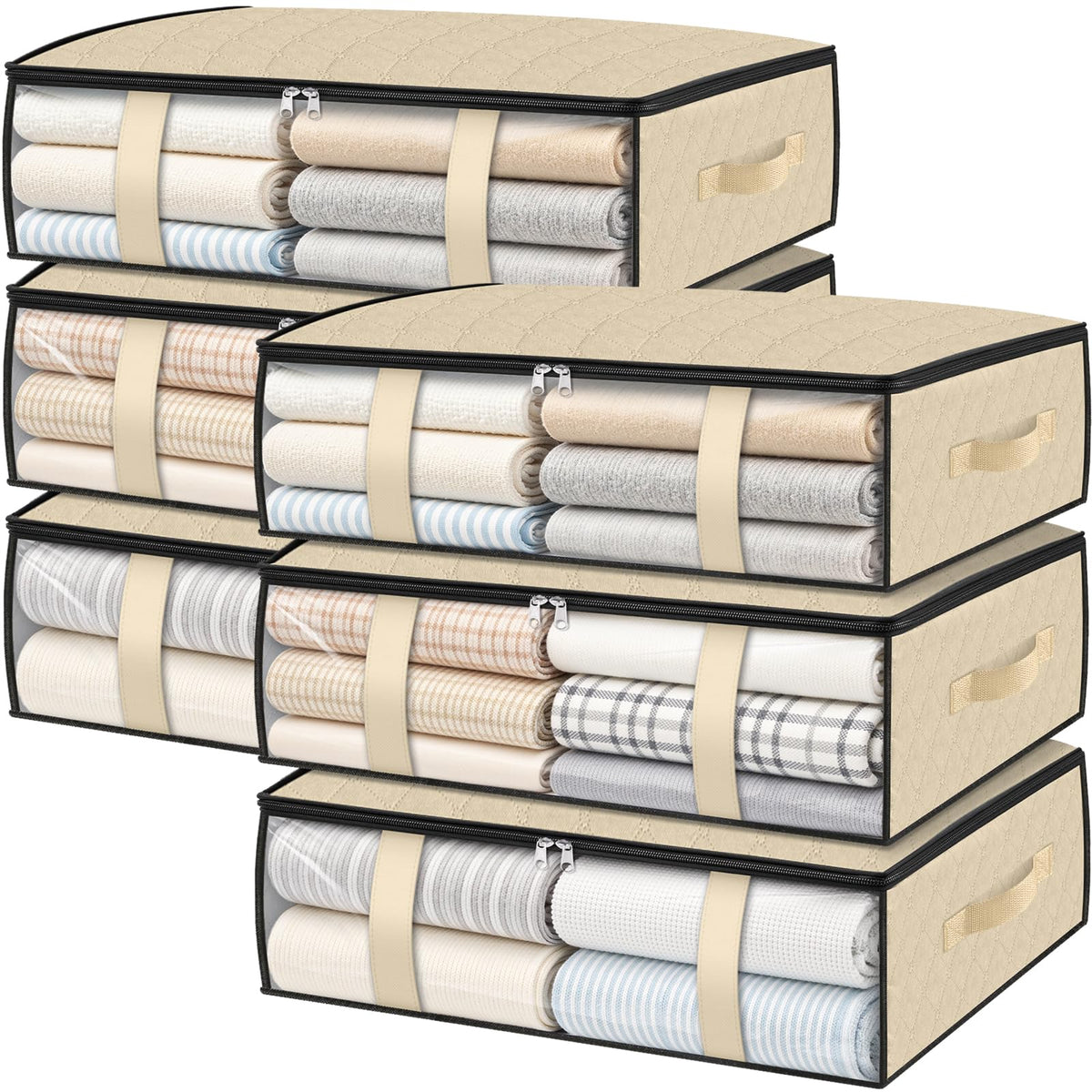 3 Pack Storage Bags, 40L Clothes Storage Containers, Foldable Storage Bins