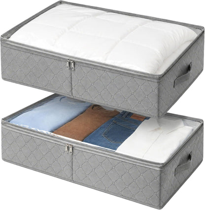 LotFancy Under Bed Storage Bags with Clear Window & Handles, 24” x 16” x 6"