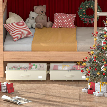 EE-RoomWorld Under Bed Storage with Wheels, 12 inches height，Beige