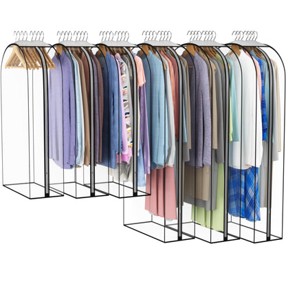 Liuoud Clear Garment Bags for Hanging Clothes 10” Gusseted, 6 Pack, 40”