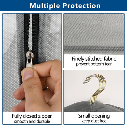 3 Pack 60" Long Garment Bags for Hanging Clothes Storage