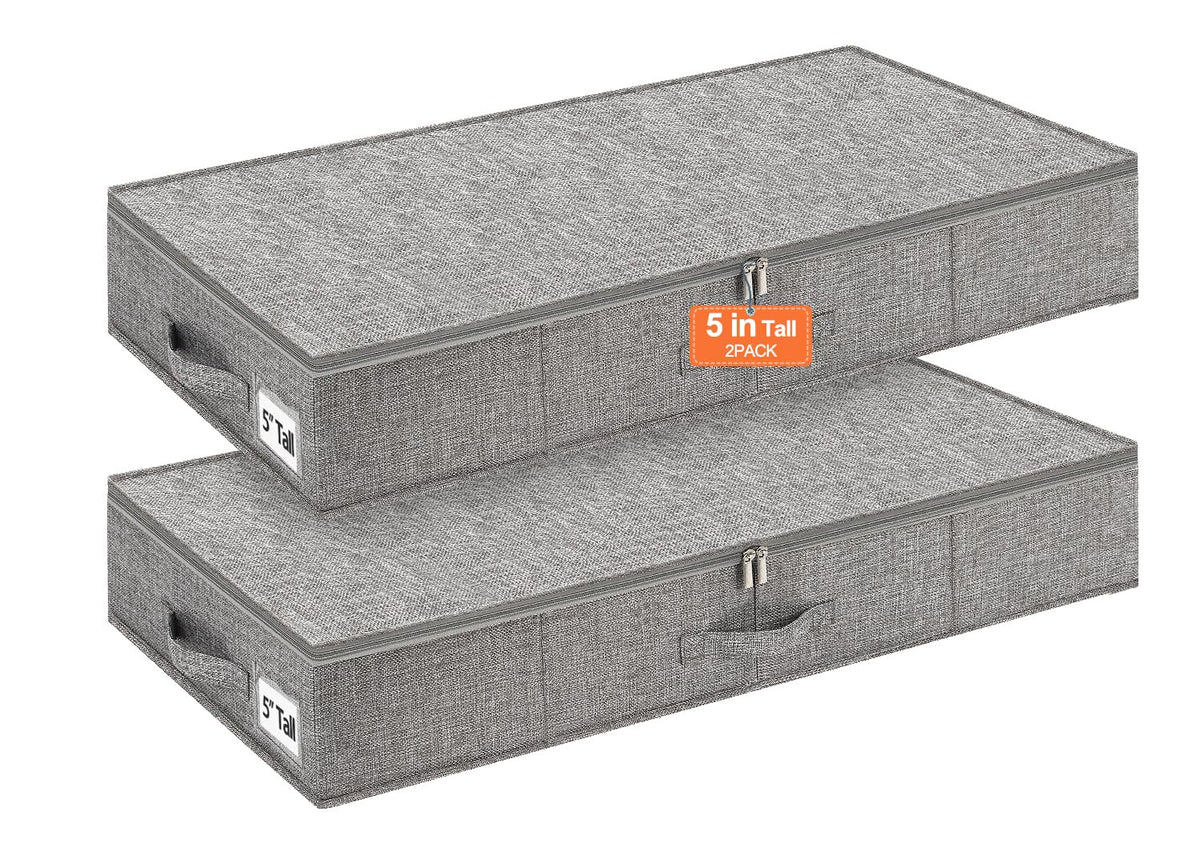 punemi 6.7 in Sturdy Under Bed Clothes Storage Containers, 2Pack, Black