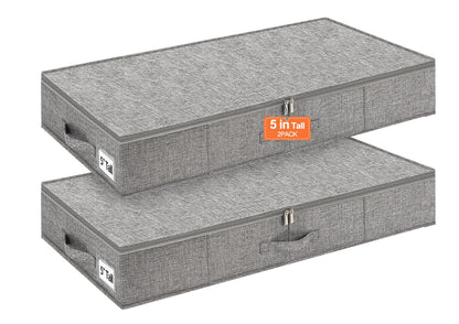 punemi 6.7 in Tall Sturdy Under Bed Storage Containers with Lid, 2Pack,Gray