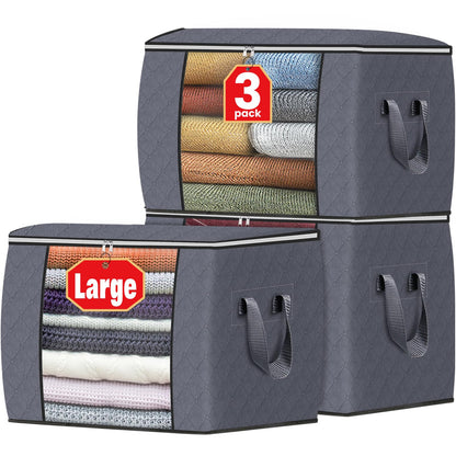 Fab totes 6 Pack Storage Bags for Clothes Blanket Storage Bins with Lids