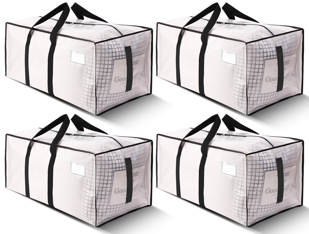 HOMESURE Supports 200lbs Heavy Duty Moving Bags - Strong Zipper & Wrap-Around Handles - Water-Resistant Storage Totes, Durable Alternative to Moving Boxes - 8 Pack - Semi-Transparent