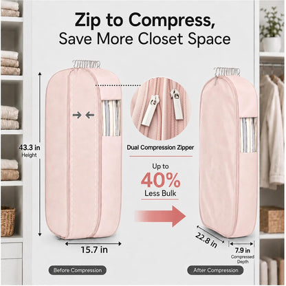 Space Saving Hanging Compression Garment Bag for Coats & Jackets
