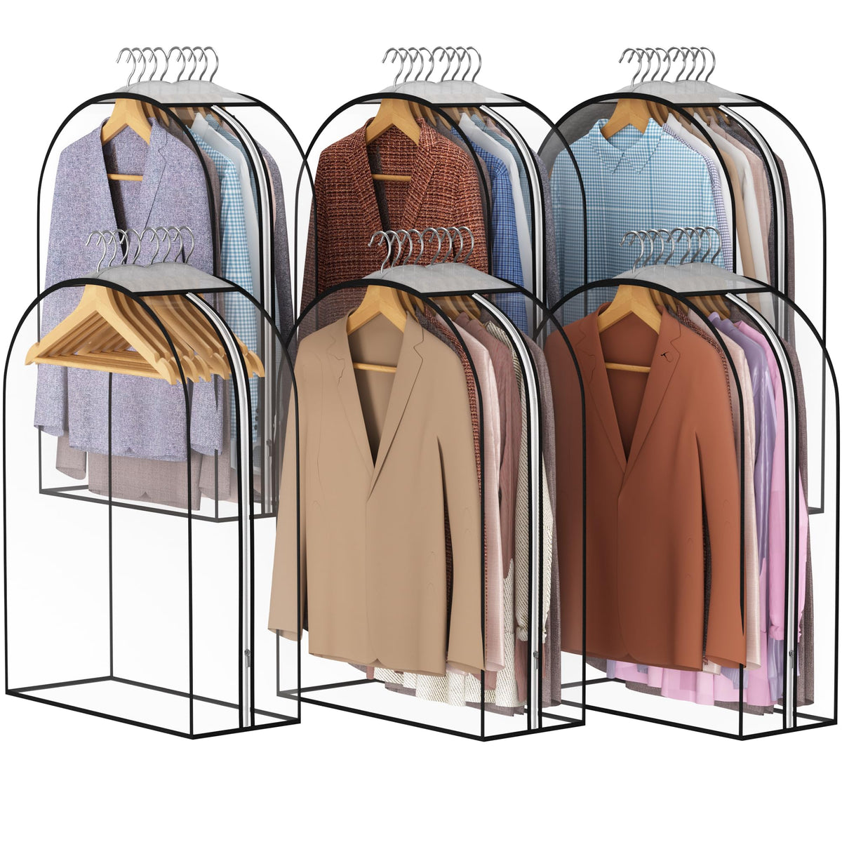 Liuoud Clear Garment Bags for Hanging Clothes 10” Gusseted, 4 Pack, 40”&50”