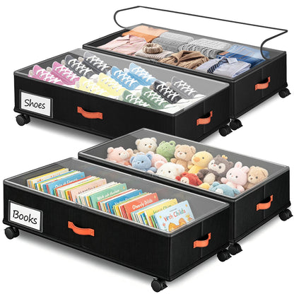 66L 2-Pack ,Under Bed Storage with Wheels , 30" L x 16" W x 7.5" H