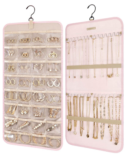 BAGSMART Hanging Jewelry Organizer Necklace/Earring/Ring 2-Sided L Black