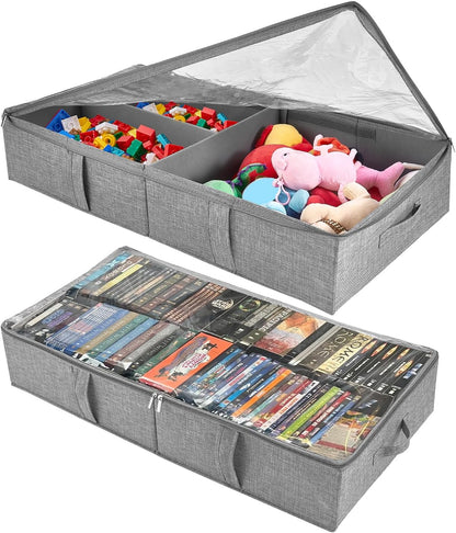 Underbed Storage Containers, 2-Pack Under Bed Toy Storage Boxes with Lids