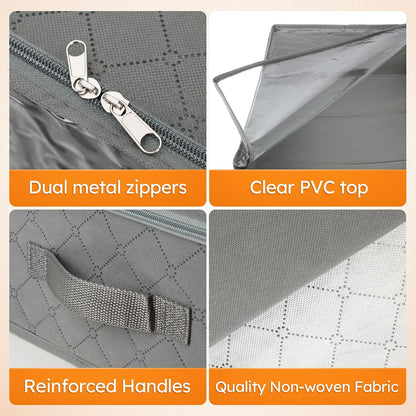 LotFancy Under Bed Storage Bags with Clear Window & Handles, 24” x 16” x 6"