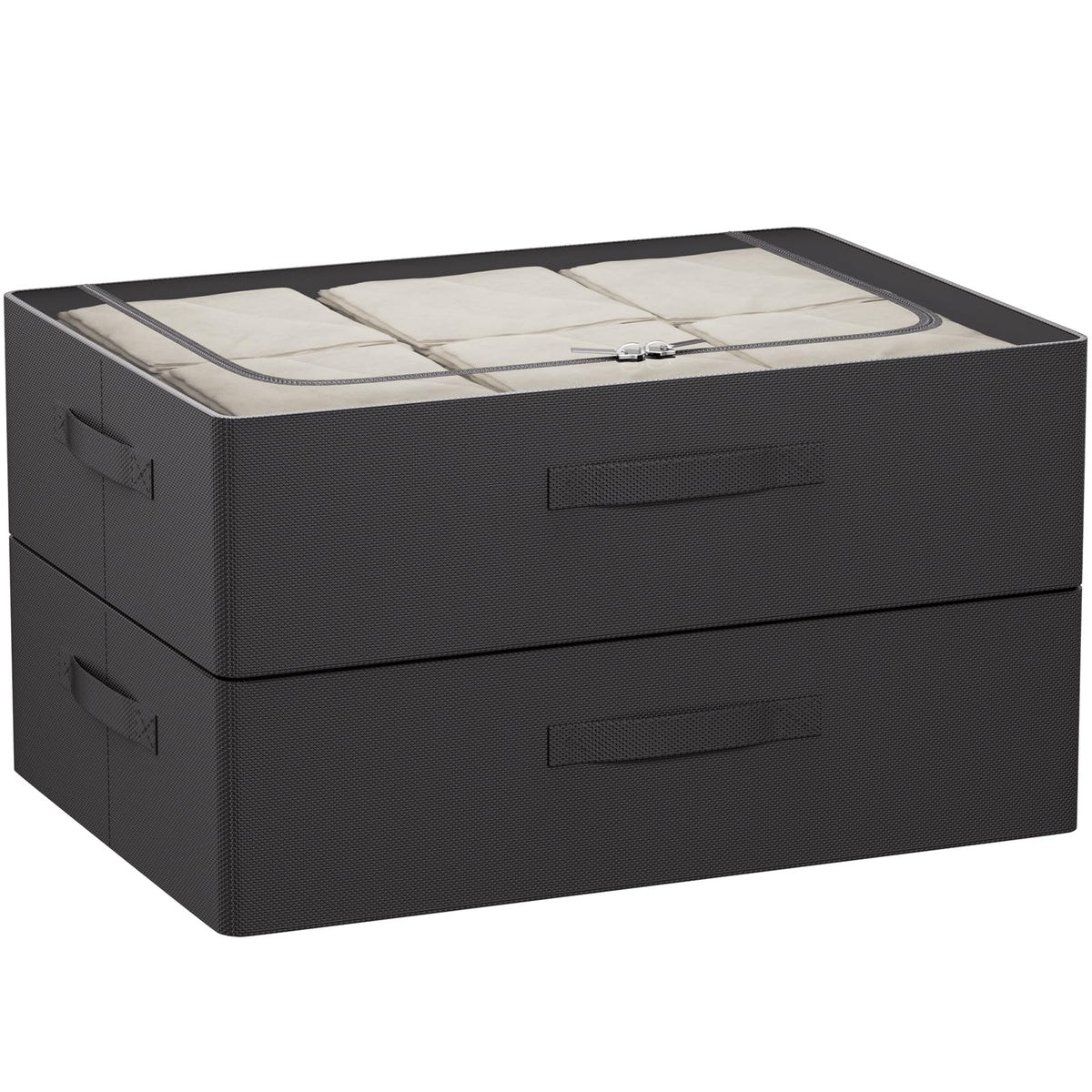 CYhom Under Bed Storage Bins Frame Storage Box Oxford Fabric Sturdy Underbed Container Foldable Stackable Large Capacity Clothes Organizer