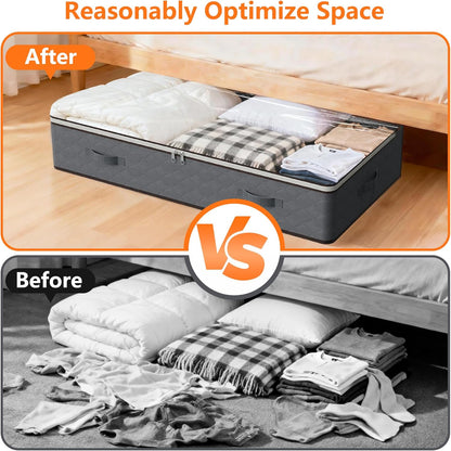 90L Under Bed Storage Containers,4-Pack Closet Organizer Storage Bins ,Grey