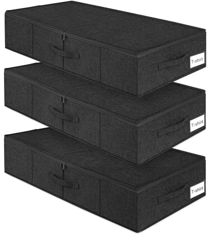 punemi 6.7 in Sturdy Under Bed Clothes Storage Containers, 2Pack, Black