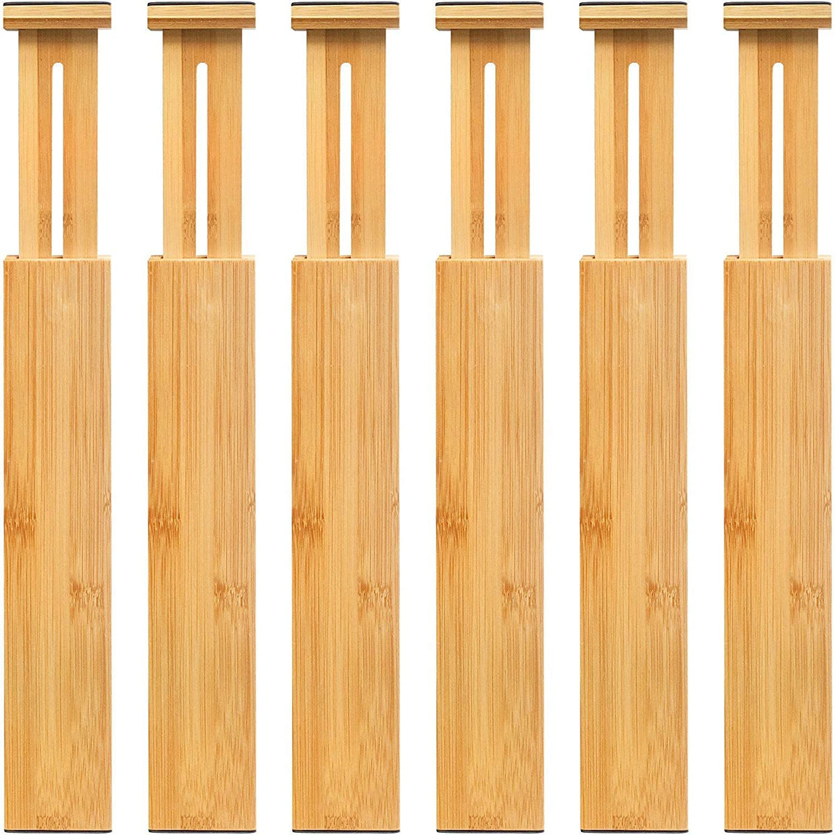 VaeFae 3 Pack Bamboo Drawer Dividers, 4" High Adjustable 11.9-17.1" Clothes Drawer Organizers, Expandable Separators for Bedroom/Bathroom/Kitchen/Office Storage