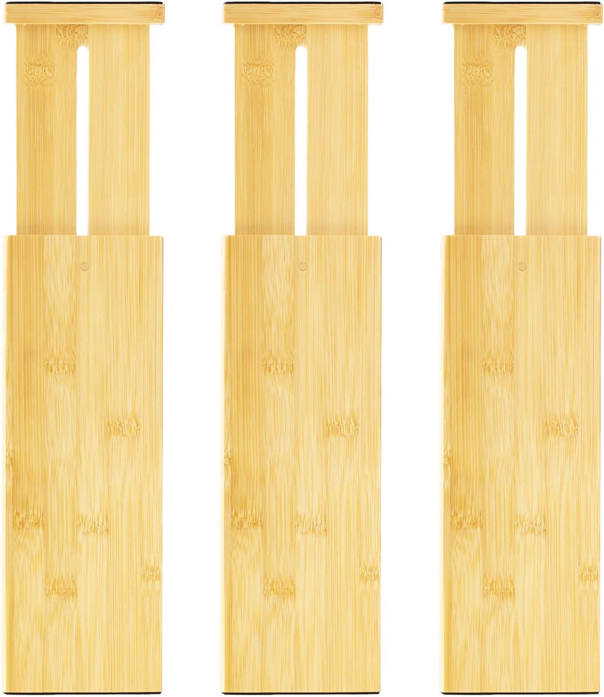 VaeFae 3 Pack Bamboo Drawer Dividers, 4" High Adjustable 11.9-17.1" Clothes Drawer Organizers, Expandable Separators for Bedroom/Bathroom/Kitchen/Office Storage
