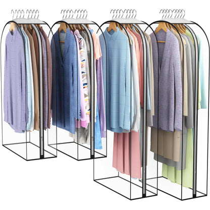 Liuoud Clear Garment Bags for Hanging Clothes 10” Gusseted, 4 Pack, 40”&50”
