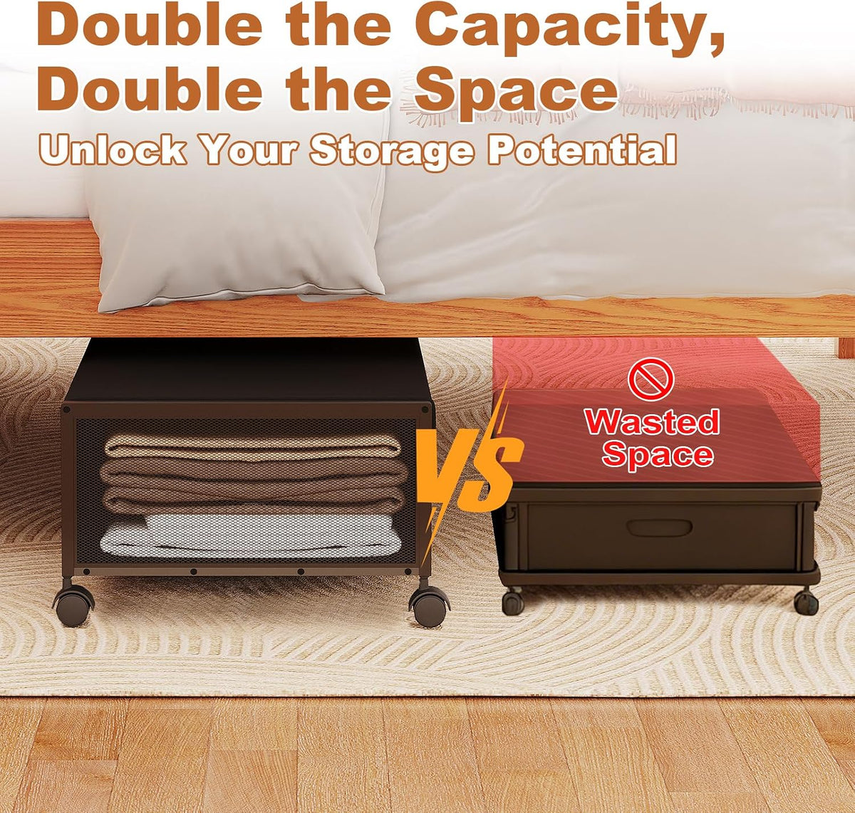 Fokyfok 2Pack Under Bed Storage Containers, 10 inch Height,31 inch Long